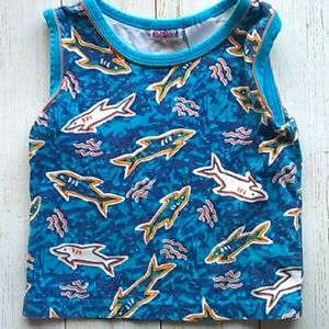 5/$5 Shark Print Tank Top Toddler Shirt  Blue okiedokie Brand